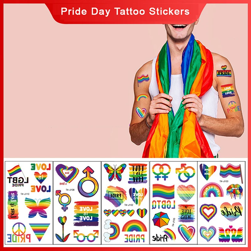 LGBT Temporary Tattoo Sticker Homosexual Camouflage Sticker Pride Day Rainbow Tattoo Sticker Games Face Sticker