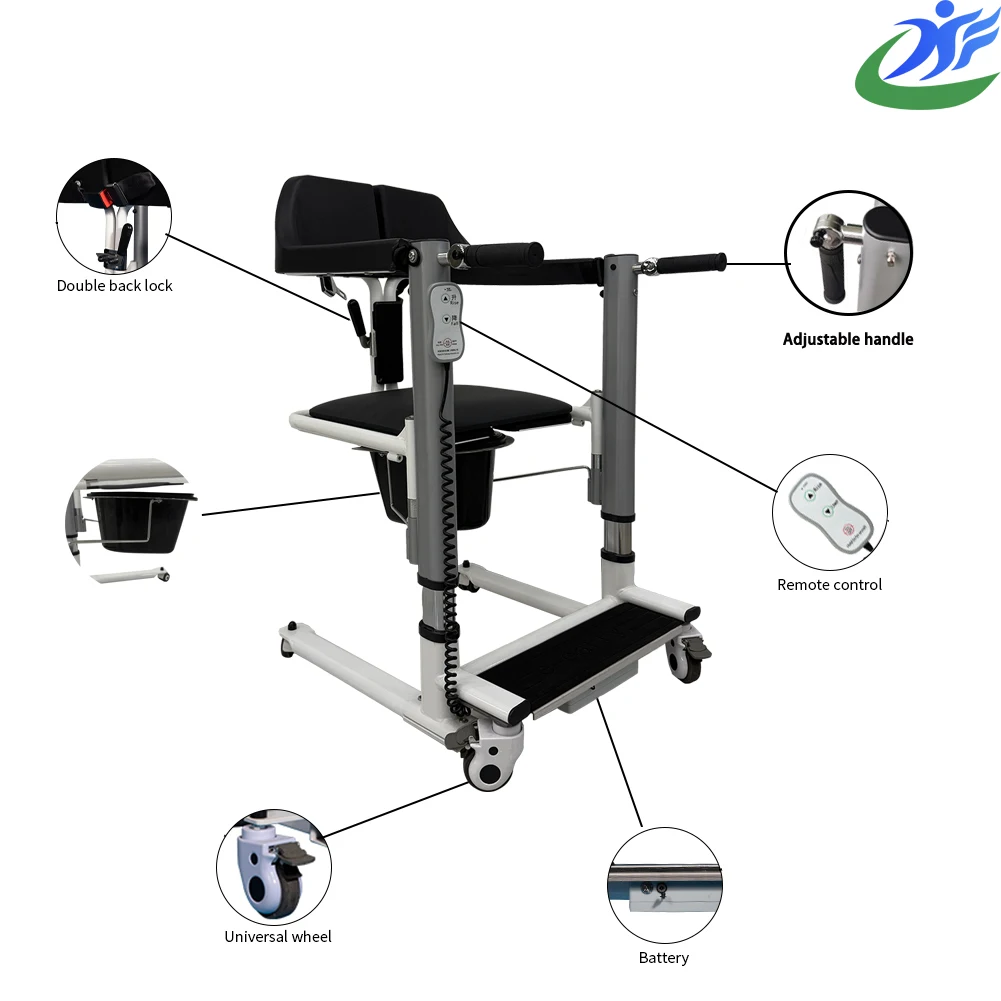 AIROW Rehabilitation Folding Elderly Patient Transfer Lift Commode Chair for Hospital Health Care Home Care Use