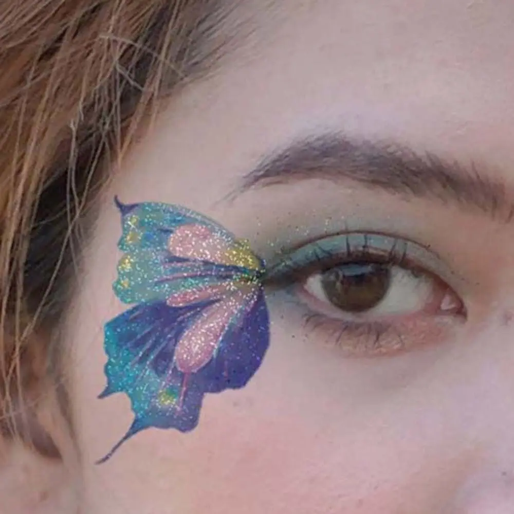 Art Glitter Butterfly Thigh Wrist Neck Temporary Tattoos Wings Fake Tattoo Flowers Tattoo Stickers Butterfly Tattoo Stickers