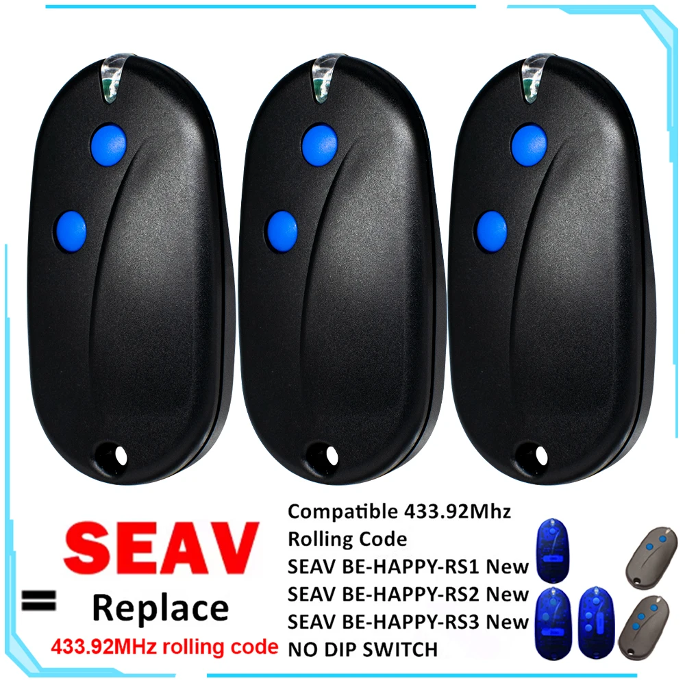 1-20pcs SEAV BE HAPPY RS2 / SEAV BE HAPPY RH2 Garage Door Remote Control 433.92MHz Replacement Opener Duplicator Transmitter