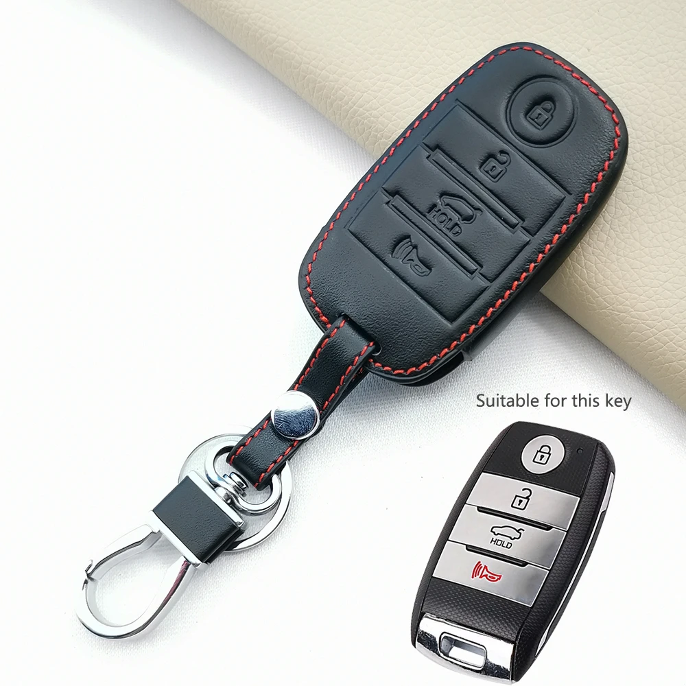 Genuine Leather Key Case Cover For Kia Sedona/Grad/Carnival/Sorento L580, 2/3/46 Button Smart Remote Control Key Bag Accessories