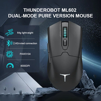 THUNDEROBOT PAW3104 Wired Mouse 2.4G Dual-mode Connection, 8000DPI 49g Lightweight Macro E-sports Office Gaming Mouse