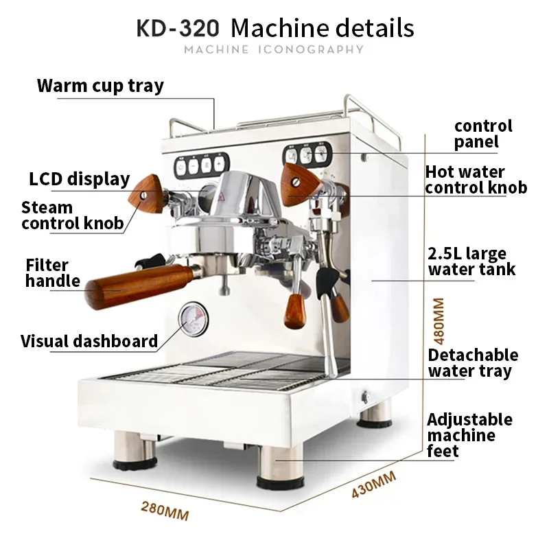 

For KD-320 Italian Coffee Machine Coffee Maker Commercial Concentrated Pump Espresso Coffee Making Machine 2600W