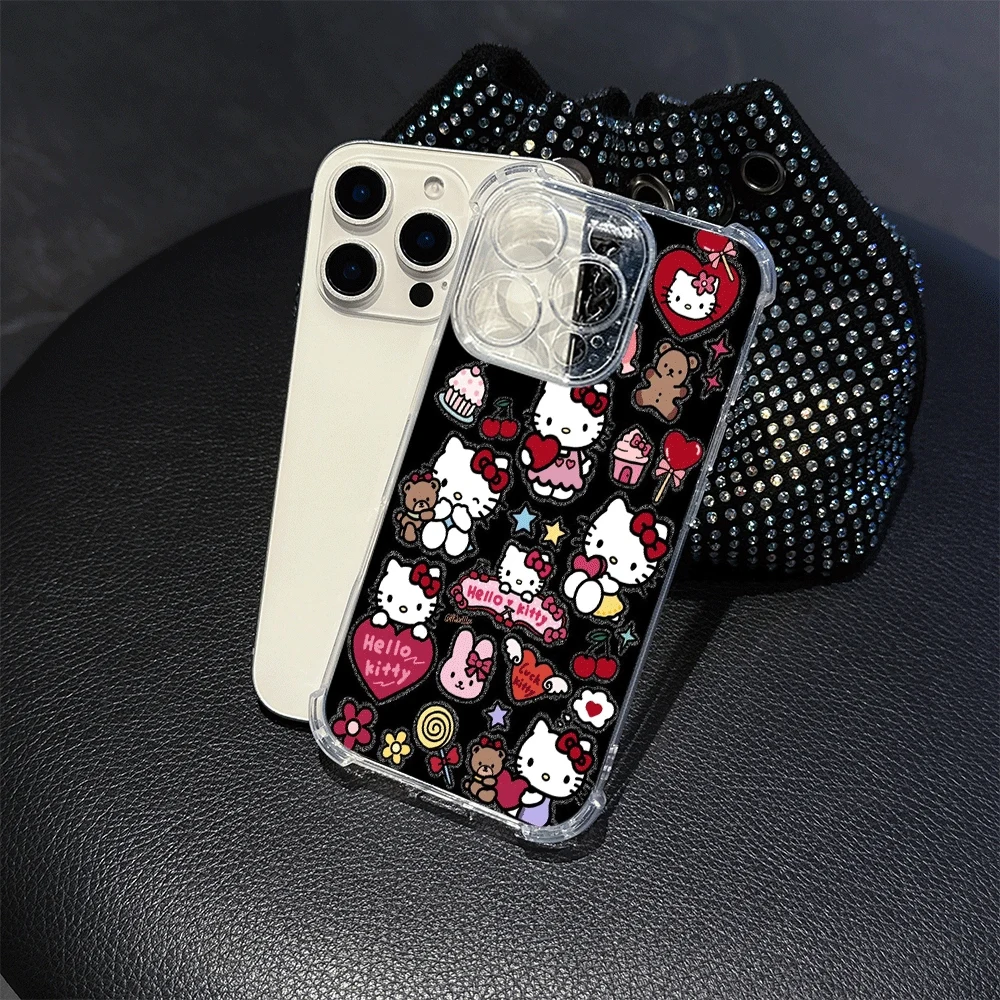 Sanrio-funda de teléfono suave para IPhone 13, IPhone 16/15/14/13/12/11/x/xs/xs Max, funda transparente para teléfono para mujer, juguetes para gatos de Hello Kitty