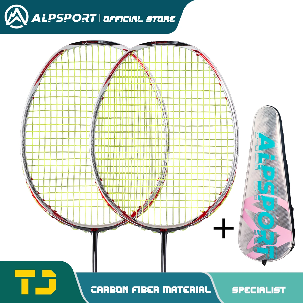 Alpsport TJ 2pcs/1lot 7U Badminton racket Offense and defense 65g Legal original import Max 28 lbs (Including bag and string)