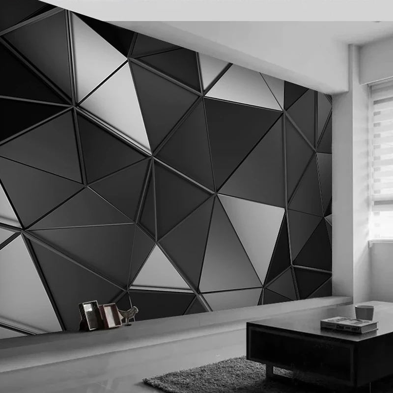 Custom 3D Wallpaper For Walls Modern 3D Stereoscopic Black Gray Geometric Art Mural Bedroom Living Room TV Background Wall Decor