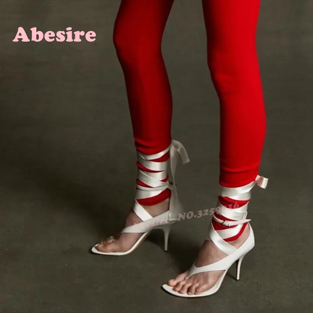 Buckled Cross Strappy Women's Sandals Pink Clip Toe Lace-Up Sandals Leather 2026 New Arrival Stiletto Heels Casual Shoes Sexy