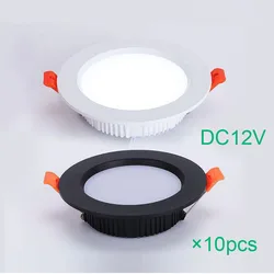 Luz descendente LED de 10 piezas, foco empotrado DC12V 24V, 3W 5W 7W 9W 12W 18W, luz de techo, panel de luz, iluminación interior redonda