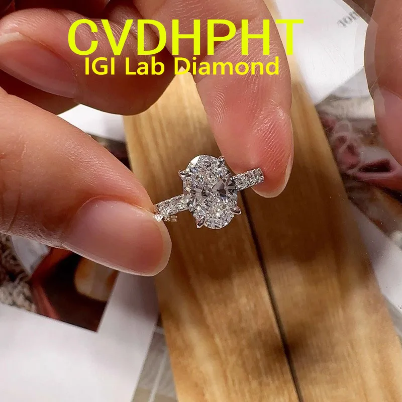 Perfect ring 5Ct D VS1 Lab Grown diamond Ring Oval cut Engagement Ring solid 14K White Gold Custom Classic wedding ring