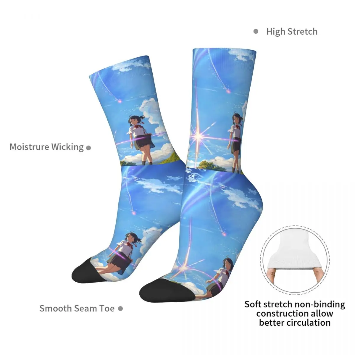 Kimi No Na Wa Your Name Front Textless Best Res Socks Harajuku Super Soft Stockings All Season Long Socks Accessories for Unisex