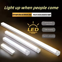 LED Motion Sensor Lights  Magnetic Installation USB Charging Human Body Sensor Night Light for Storage Cabinet Stairs Hallway