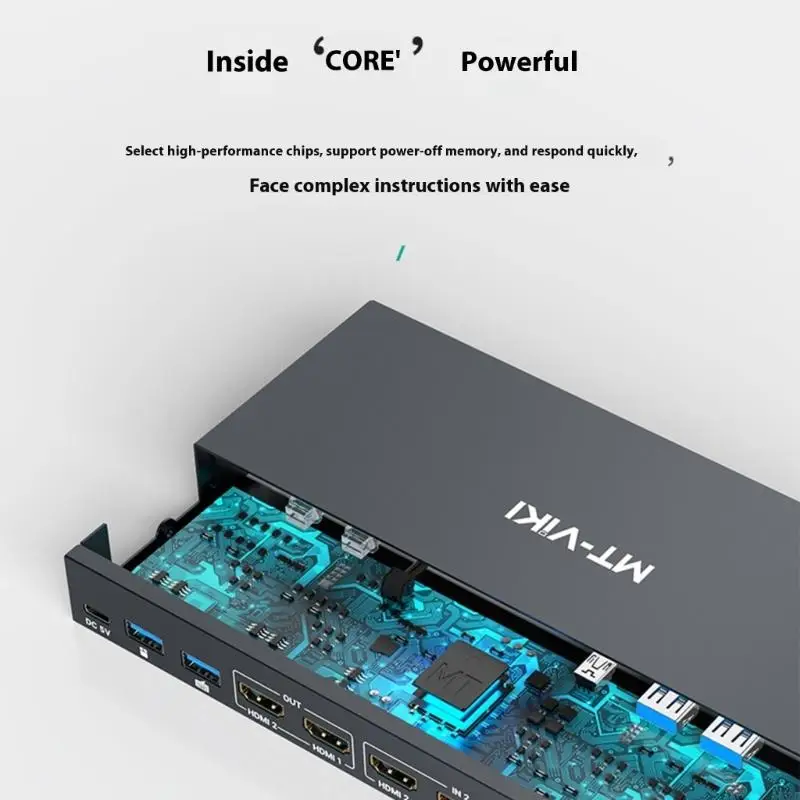 Switch KVM a doppio monitor per 2 computer con supporto USB 6.0 4K 60Hz Controllo scelta rapida e uscita 45BD 45BD