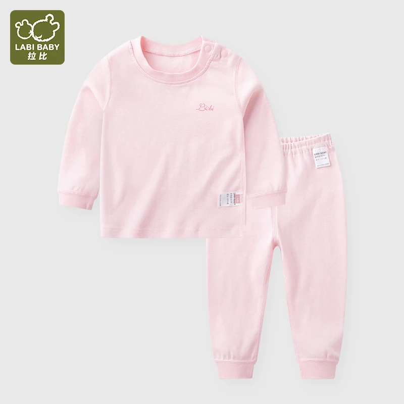 

LABI BABY Pajamas Set for Boys Girls Solid Color Homewear Long Sleeve Tops Pants Baby Nightwear Infant Clothing Kids Clothes