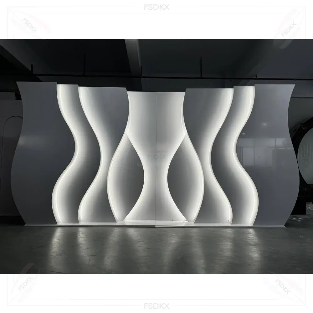 لوحة حائط خلفية زخرفية من مادة PVC خفيفة الوزن لمرحلة الزفاف لوحة تزيين الأحداث LED لقوس الزفاف #6