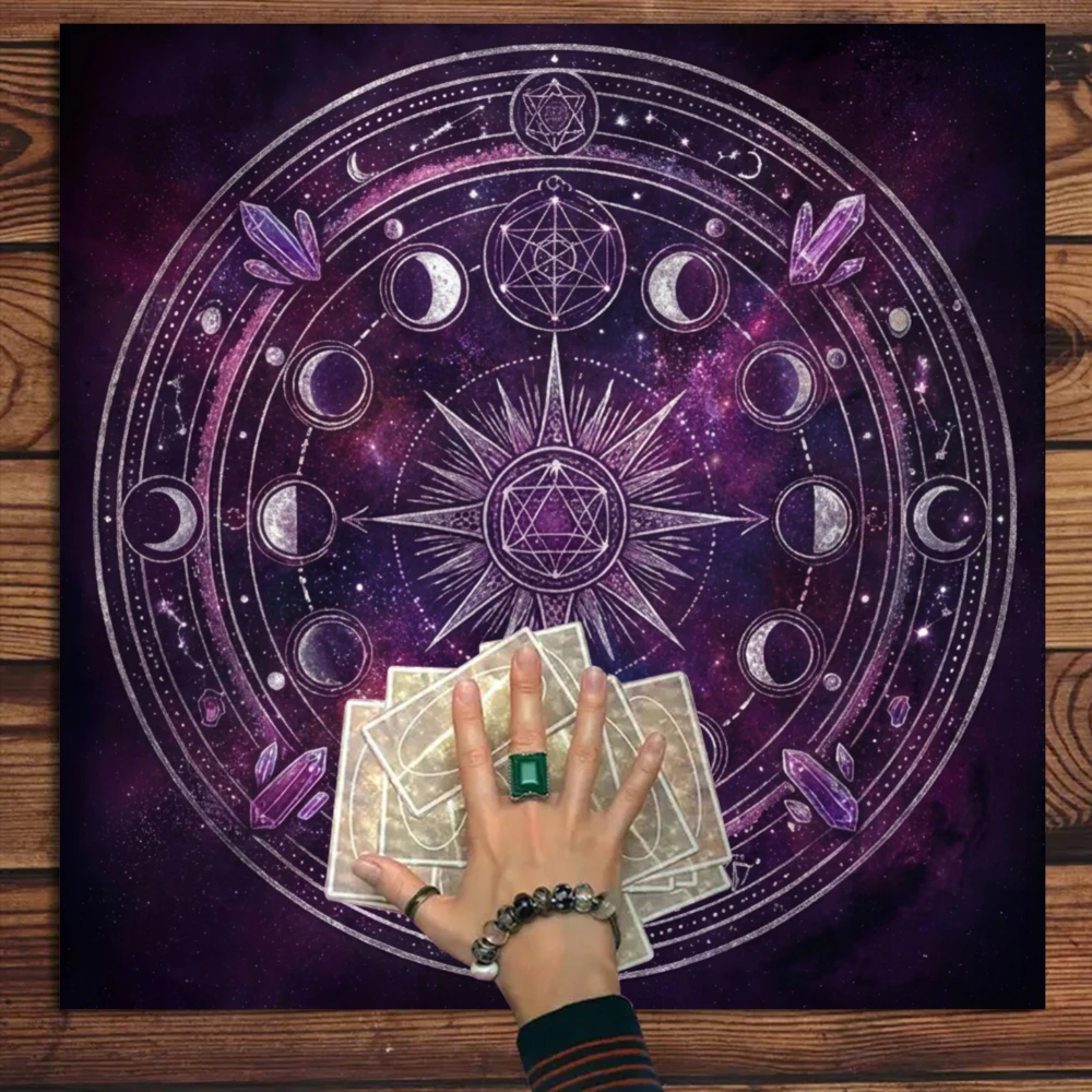 Mystic Astrology Tarot Card Reading Cloth Cosmic Zodiac Witchcraft Spiritual Decor Table Mat