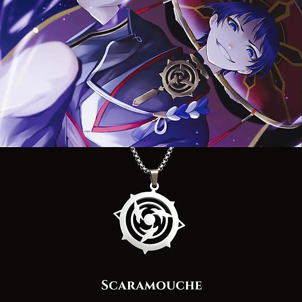 2023 Scaramouche Cat Necklace For Women Men Titanium Steel Gensh Impact Pendant Sweater Chain Anime Cos Jewelry Couple Gift