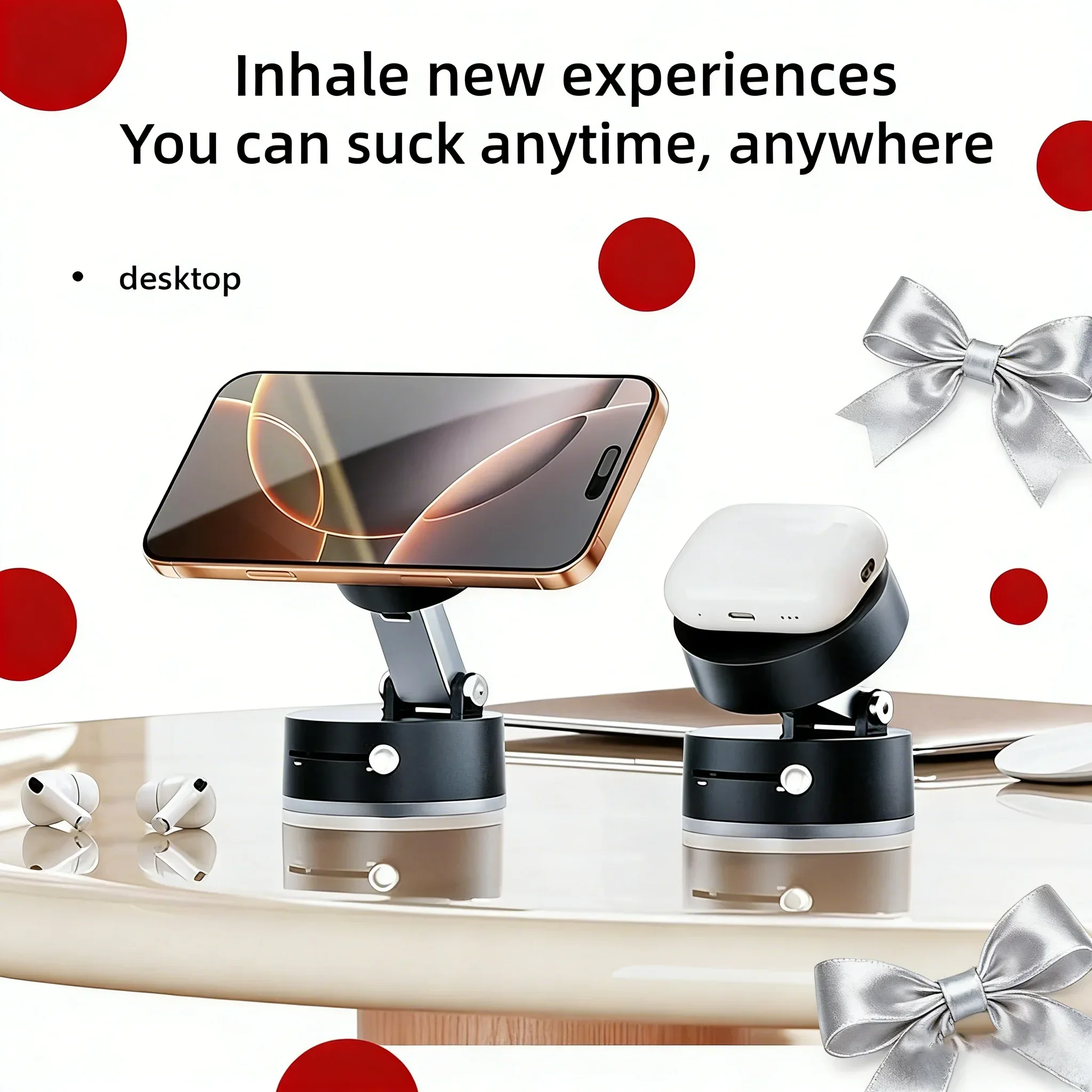 Party Essential! Adjustable Vacuum Magnetic Phone Mount - Hands-Free Holder for Car/Gym/Mirror & All Smooth Surfaces