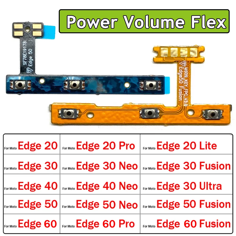 New Power Switch On Off Button Volume Key Button Flex Cable For Motorola Moto Edge 20 30 40 50 60 Pro Neo Lite Ultra Fusion