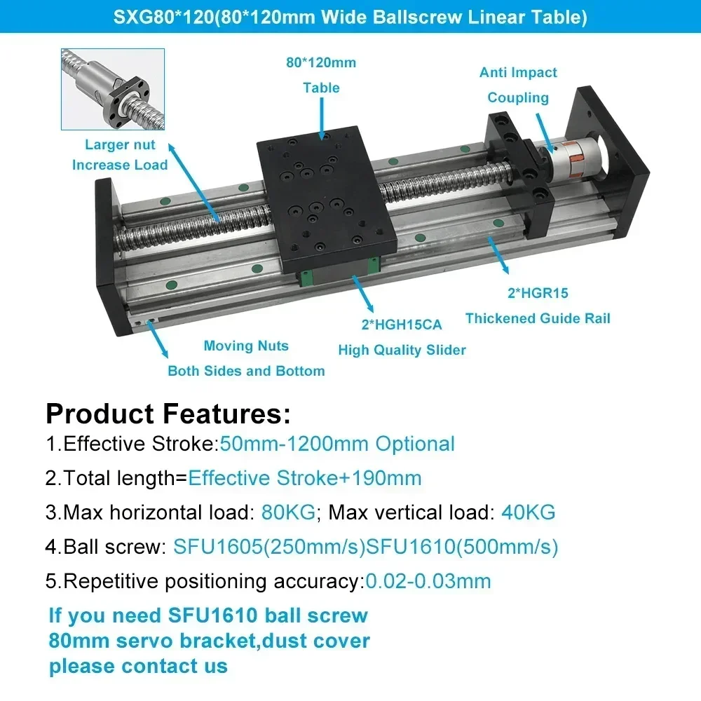 Manual Motor Sliding Table Kit Linear Guide Rail Optical Axis Slide Stage SFU1605/1610 Nema 23/34 57/86mm XYZ Aluminum Profile