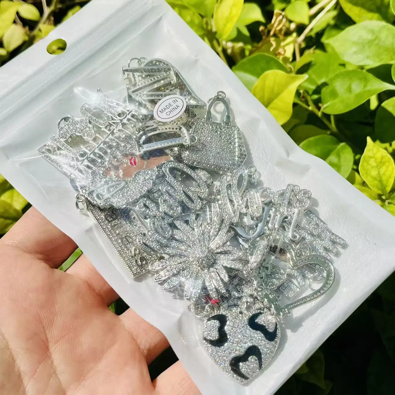 20Pcs Random Style Silver Plated Pave Copper Charms Mix Bundle for Women DIY Jewelry Making Bracelets Necklaces Earrings