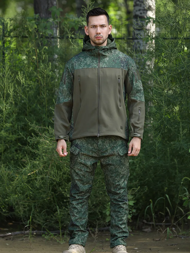 

New 2nd Gen Color Block Camouflage Men's Waterproof Softshell Jacket Pants Set Fleece Lined Thermal Winter Outdoor Tactical Suit
