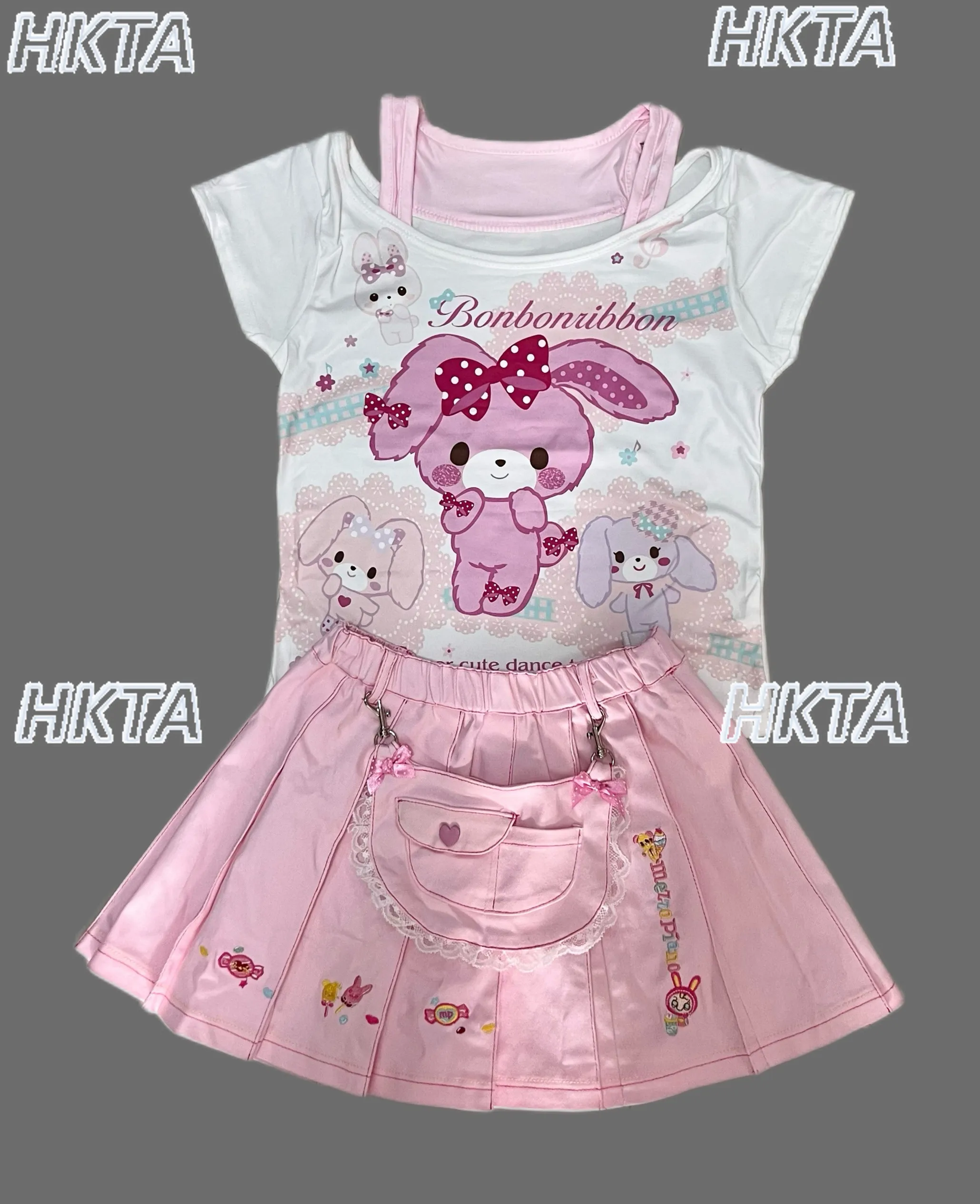 

Japanese Style Cute Cartoon Short Skirt for Women 2026 Summer New Pleated Skirt Daughter's Top Tshirt Kawaii Aesthetic Clothing