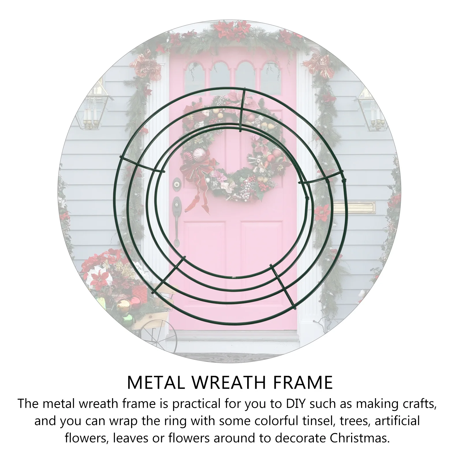 

5pcs Metal Wreath Frame Green Round Wire Ring For Diy Christmas Garland Craft Making Supplies Wreath Frame Decor Iron Hoop Party
