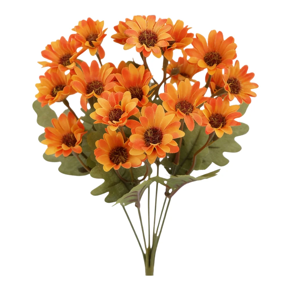 Artificial Chamomile Flower Bouquet for Living Room Bedroom Decor Wedding Ceremony Photo Prop Outdoor Event Styling Plastic Silk