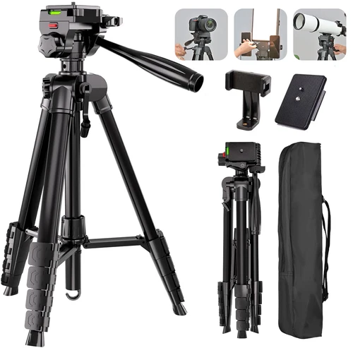 Trípode para cámara, trípode para cámara DSLR de 74"" con 1 placa QR para Sony/Nikon/Canon, soporte ligero para trípode de vídeo