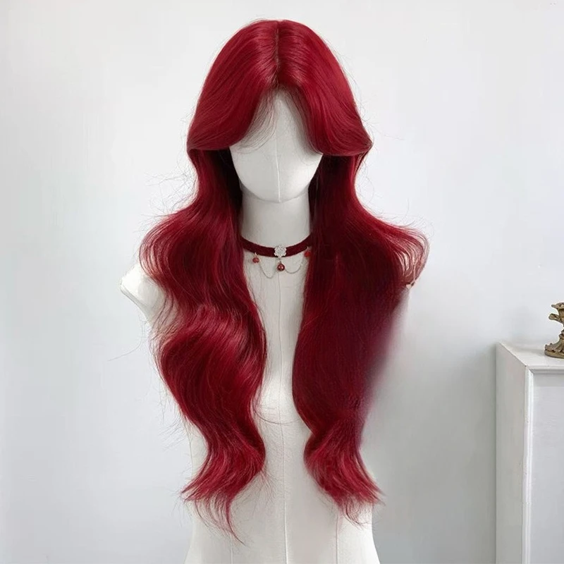 

Hot-selling, fashionable sea king red eight-character bangs big wave curly hair full head wig