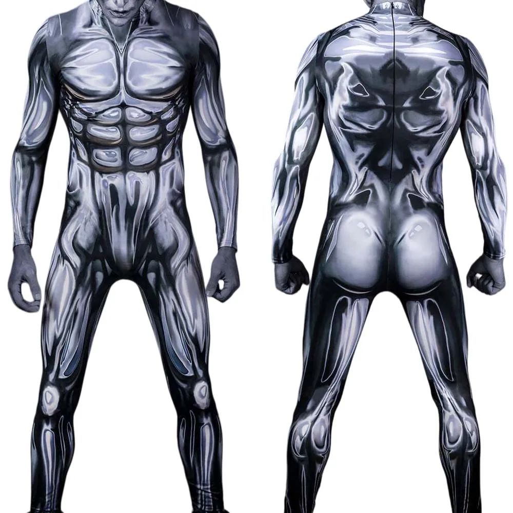 

Halloween Silver Surfer Cosplay Costume Zentai Suit Superhero Bodysuit Adults Man Party Jumpsuit NO gloves