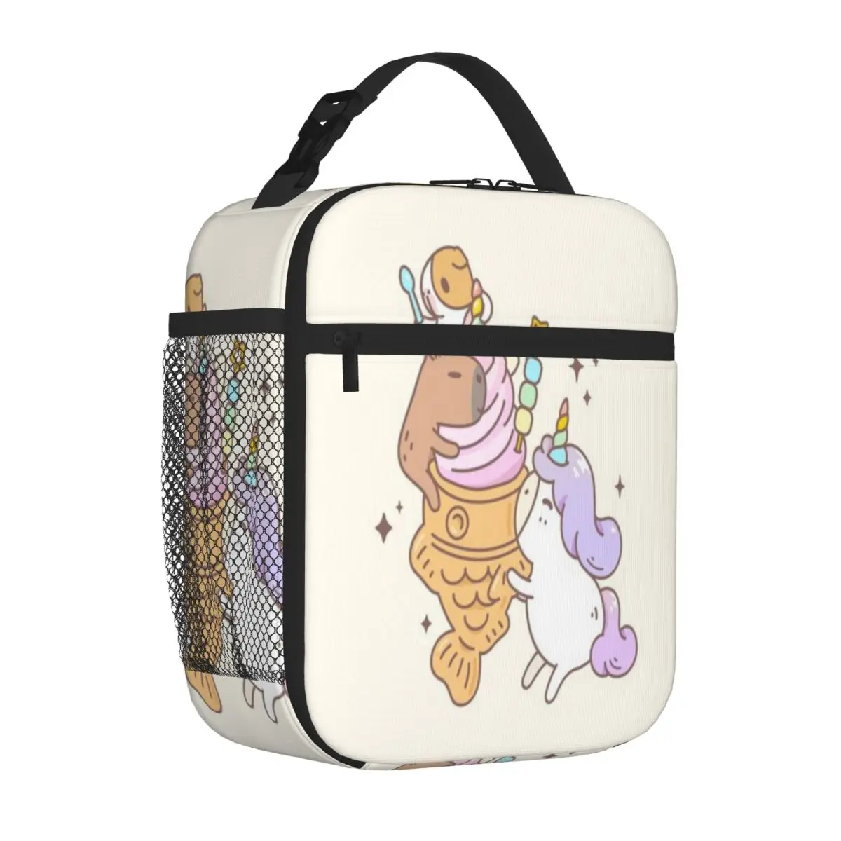Bestselling Bubu The Guinea Pig Unicorn Taiyaki Ice-cream Denim Style Portable Lunch Bag Business Commute Nylon Lunch Bag