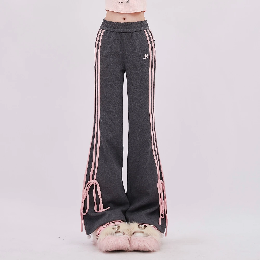 Casual Butterfly Strap Side Decoration Flared Pants Autumn Summer New Loose and Loose Wide Leg Pants Sweet Young Women Girls Y2K
