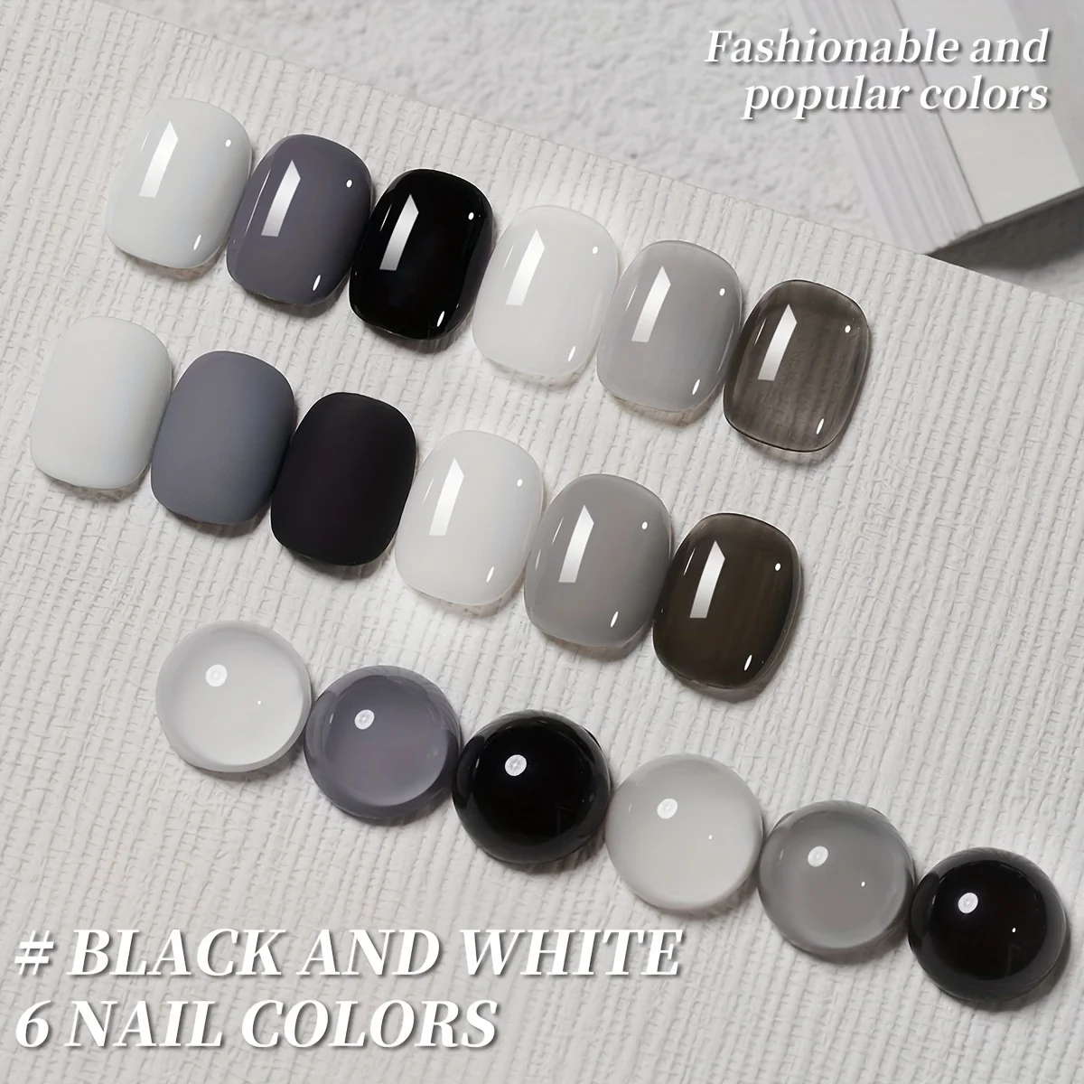 1/6-teiliges professionelles glänzendes und mattes graues Gel-Nagellack-Set, UV/LED-Nagelkunst-Maniküre-Set zum Einweichen, schick und modern – Detail 3