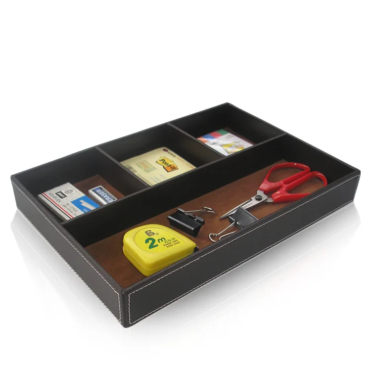 Multi Functional PU Leather Storage Box Creative Desktop Organizer Tray for Home Foyer Small Plate for Home Parts Organization
