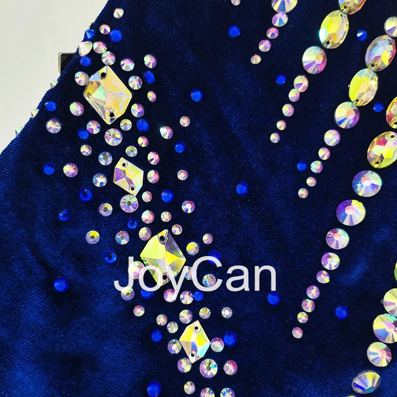 JoyCan Rhthmic Gymnastics Leotards Girls Women Blue Spandex Elegant Dance Wear for Competitiion