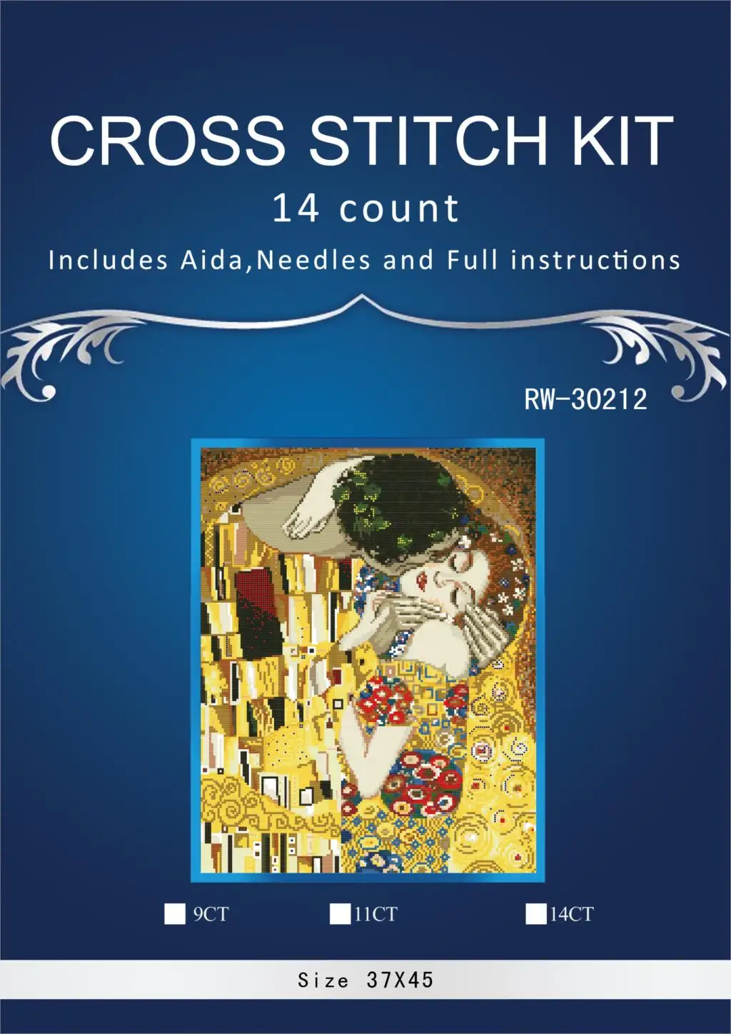 

Lovely Counted Cross Stitch Kit, The Kiss G Klimt Painting, Abstract Riolis 117, Top Quality, Lovely, Cute