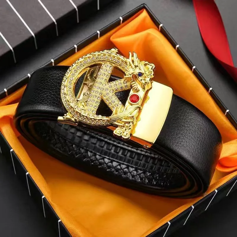 2024 High-quality Luxury Trend Men's Belt Dragon-type Letter Automatic Button Social Business Casual Pants Belt Korean Golf Belt