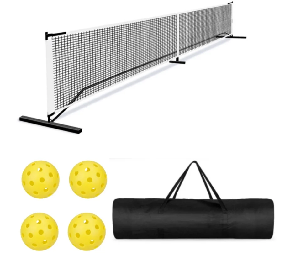 شبكة تنس قابلة للفصل بطول 6.7 متر و22 قدم مع كرة اختيار عمود قياسية، إطار شبكي خارجي سهل الحركة، منتج رياضي وترفيهي