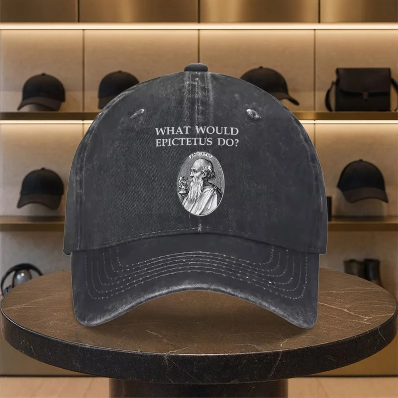 Stoic Philosopher Printed Washed Baseball Cap Unisex Casual Fashion Hat for Men Daily Commuting