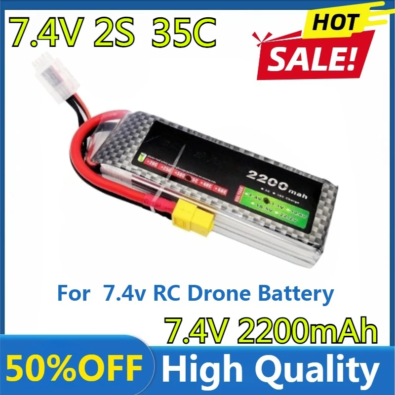 

7.4v 2200mAh Lipo Battery for Wltoys 144001 124018 RC Off-road Crawler Car 2s Lithium Battery 7.4v RC Drone Battery