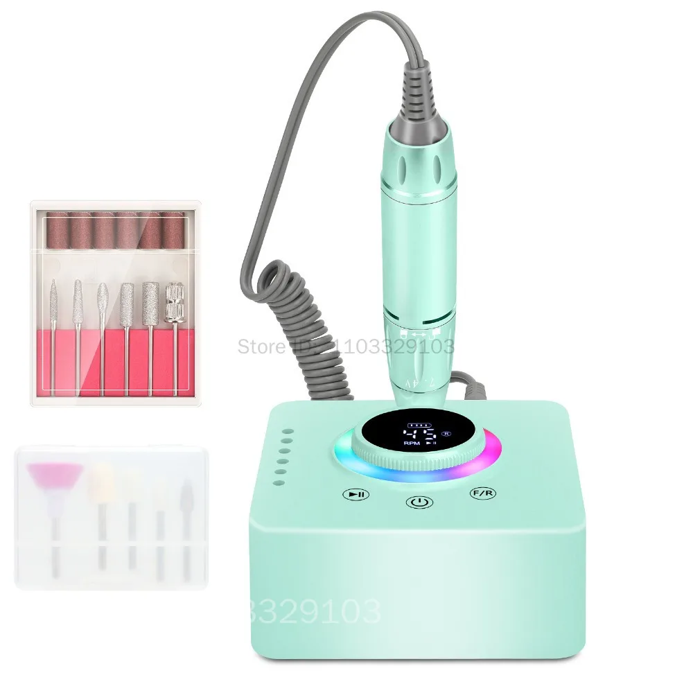 

45000RPM Nail Sander Set Mill For Manicure With LED Display Low Noise Electric Manicure Drill Nails Accessories And Tools