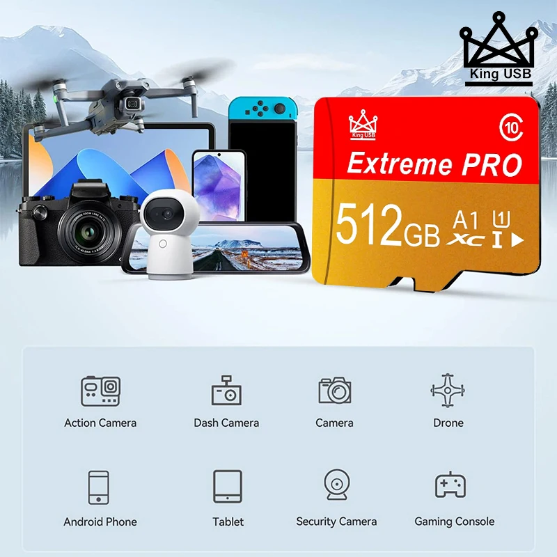 Carte mémoire haute vitesse 256 Go 64 Go 32 Go Micro TF SD, cartes TF, cartes SD, résistantes aux chocs, U3 pour caméra embarquée/liseuse électronique/drone