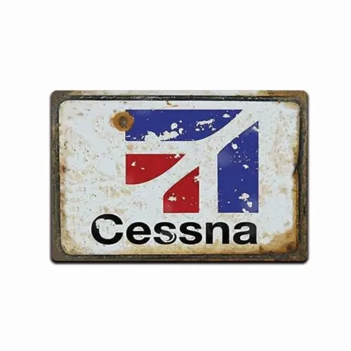 Cessna Sign, Airplane Hangar, Retro Pilot General Aviation Airport Tin Sign