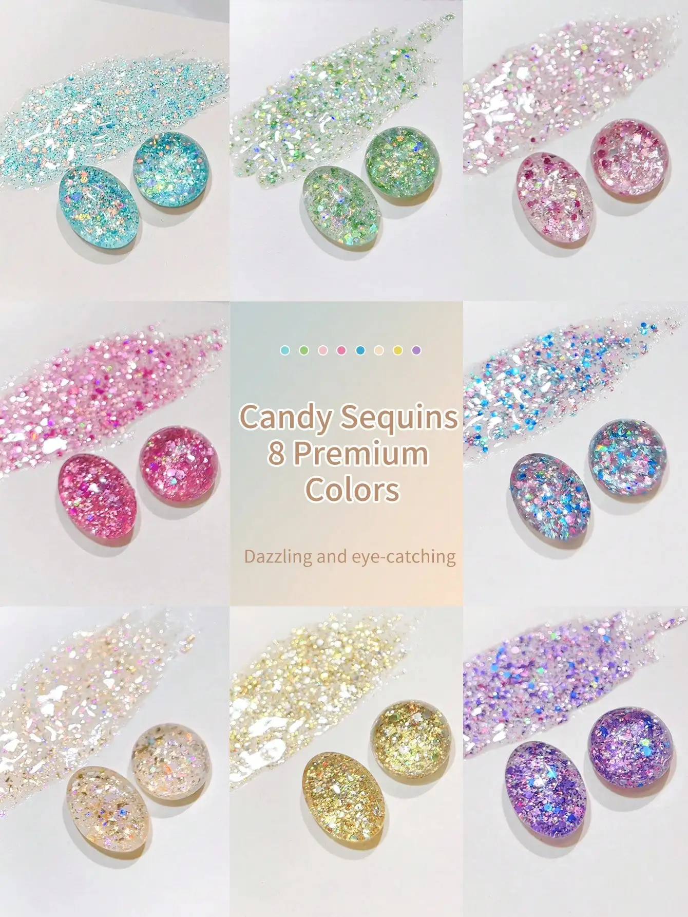 XEIJAYI 8-teiliges Bonbonfarben-Gel-Nagellack-Set, glitzerndes und schimmerndes Gel zum Einweichen, langlebig für Party, Hochzeit, Alltag, Maniküre