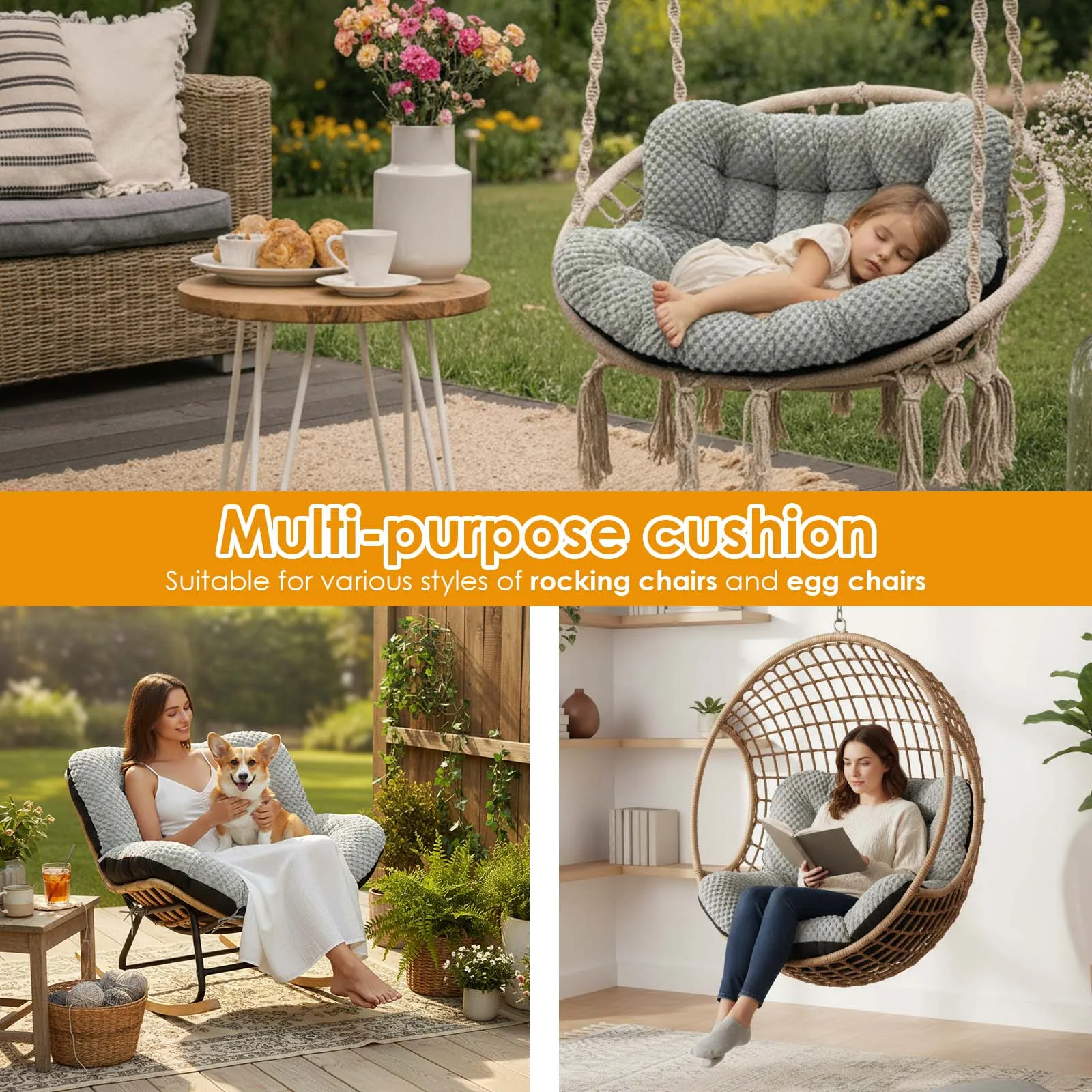 وسادة كرسي هزاز من القطيفة المخملية الدافئة لكرسي الخوص على شكل بيضة وسادة بديلة حديثة مريحة للاستراحة في الأماكن المغلقة