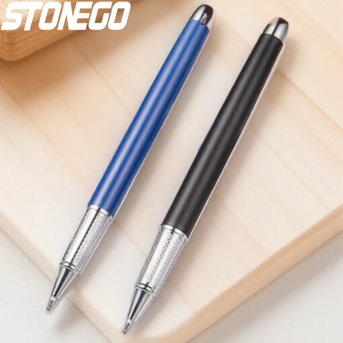 

STONEGO роликовая гелевая ручка с черными чернилами, средняя точка, корпус из нержавеющей стали 1,0 мм, шариковая ручка для гладкого письма, офисные школьные принадлежности
