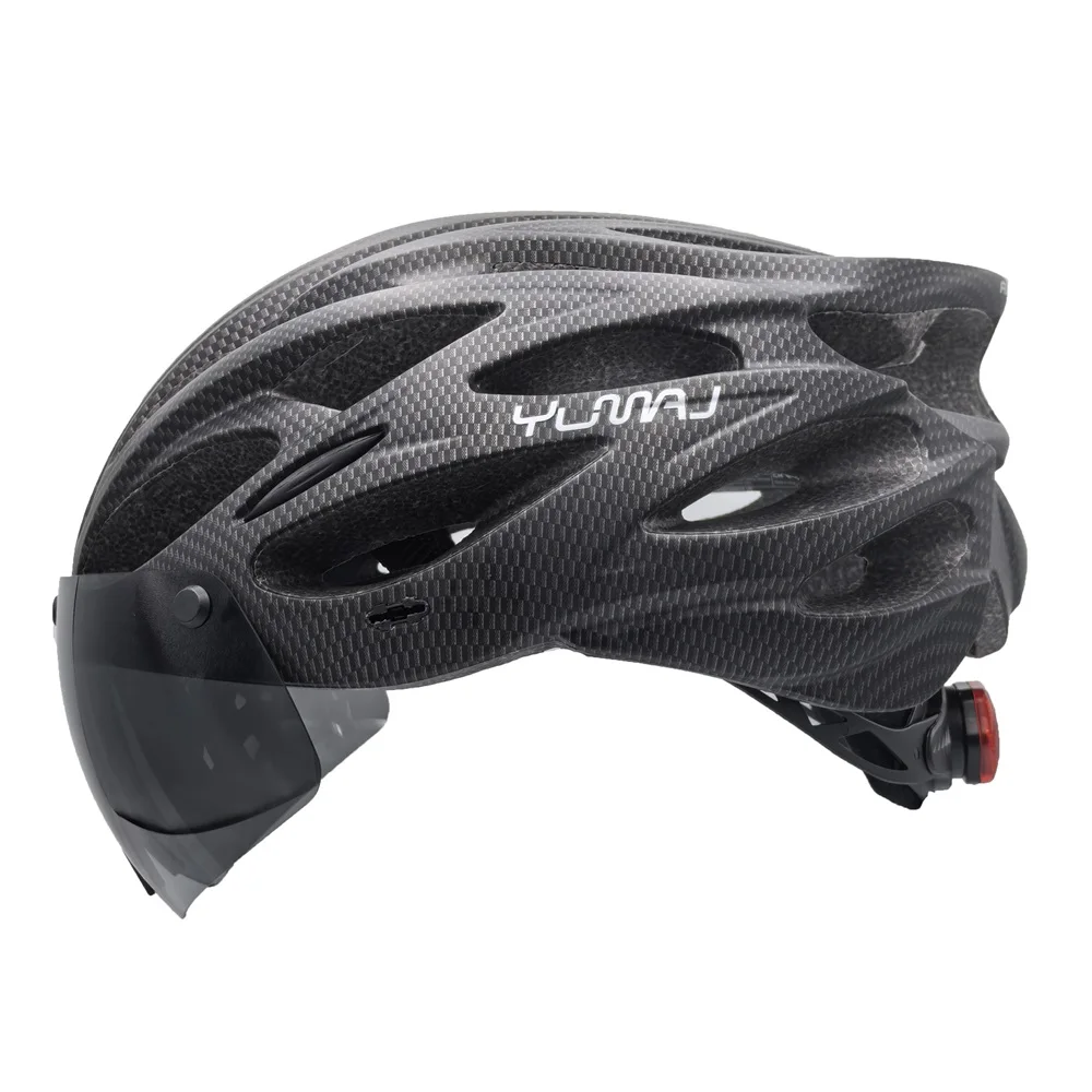 NEW 230g YUMAJ Ultralight Helmet Road Mountain Helmet Intergrally-molded with Removable Visor Goggles Bike Taillight Helmet YM26