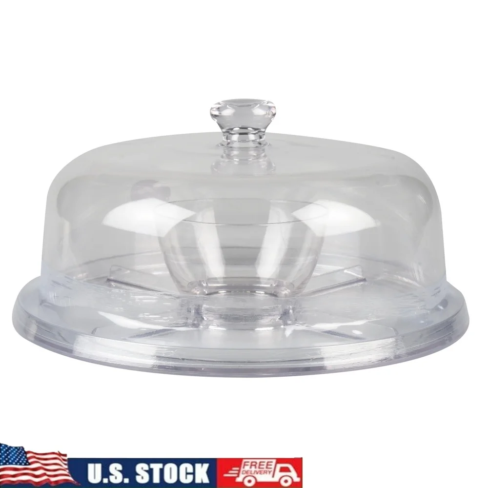 

Acrylic 5 in 1 Cake Dome Multi-functional Serve Tray Punch Bowl Chip Dip Server Durable Clear Design Ideal Entertaining