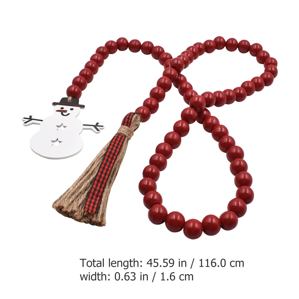 

Christmas Wood Bead Garland Rustic Wood Beads Hanging Ornament for Wall Door Living Room Decor Wooden Bead Garland